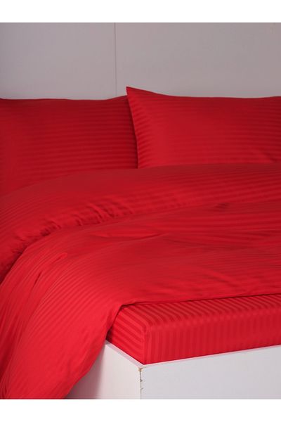 VİAMOR PREMIUM HOME Red Cotton Satin Double Duvet Cover Set