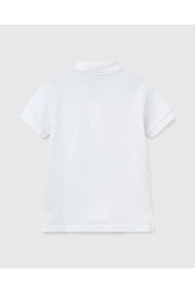 United Colors of Benetton Λευκό λογότυπο για αγόρι πόλο μπλουζάκι