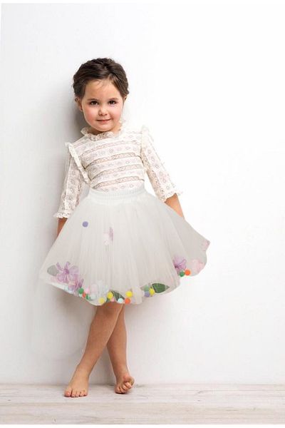 By Piera Fusta tutu cu flori și pompoane 6636