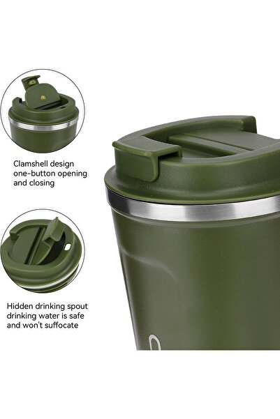 Primo Plus 380ml Insulated Stainless Steel Coffee Mug - Green