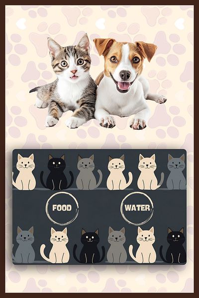 Dormot Home Modern Digital Printed Food and Water Mat - Cat Mat Dog Mat Food Mat, Non-Slip Base (45X70 cm)