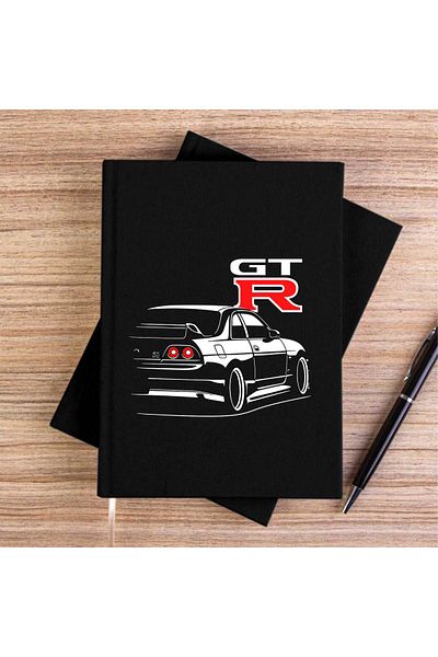 Z zepplin Nissan Skyline Gtr R33 Black Canvas Notebook