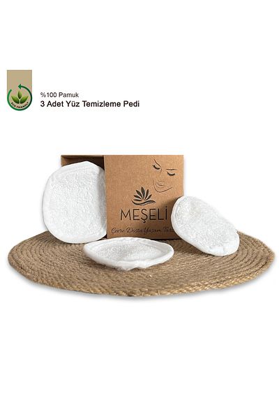 MEŞELİ TEKSTİL 3-Piece Makeup Remover Pad 100% Cotton Reusable Washable.
