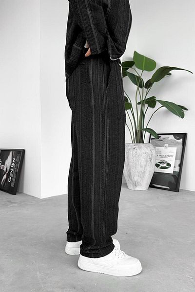 HAFKAGİYİM Black Ethnic Pattern Premium Adjustable Baggy Pants