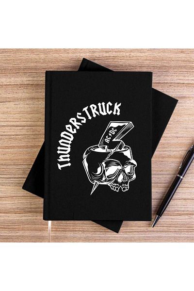 Z zepplin Ac Dc Thunderstuck Skull Black Canvas Notebook