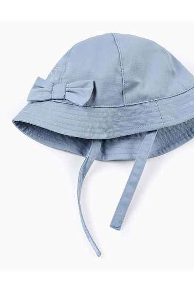 Ziddy Twill Hat with Bow for Babies and Girls, Blue