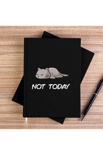 Z zepplin Cat Not Today Black Canvas Notebook
