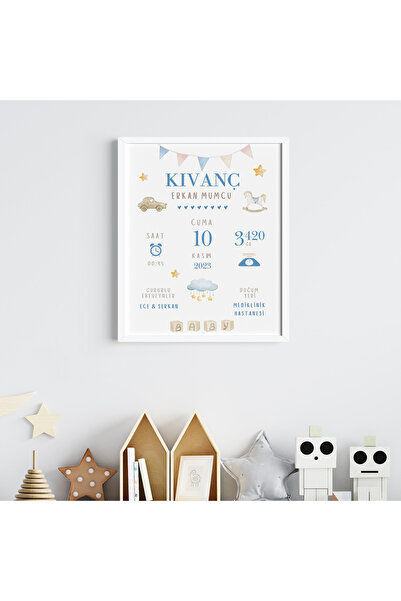 Blue Flag Baby and Children's Room Birth Memories Table