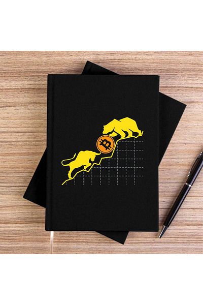 Z zepplin Bitcoin Crypto Currency Bear and Bull Black Canvas Notebook