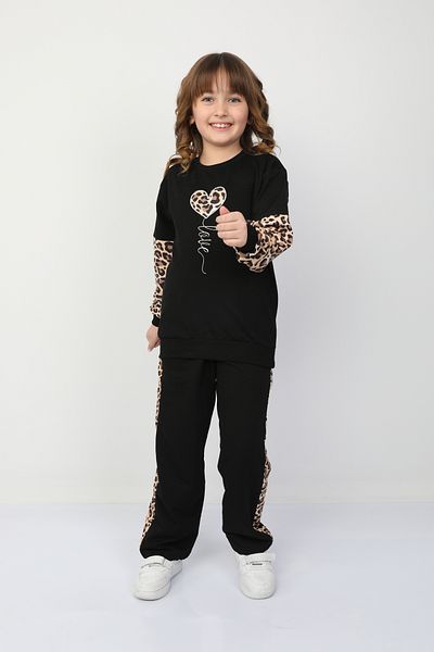 e-çocuk Girl's Heart Leopard Suit