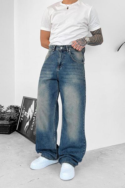 HAFKAGİYİM Αντίκα Μπλε Soft Gradient Basic Extra Loose Παντελόνι