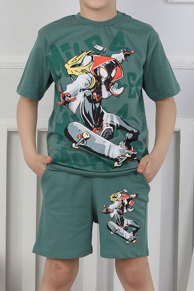 NEWKİDS 3-10 Years Old Printed Shorts Boy's Suit with Pockets