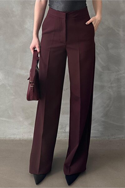 Madmext Bordo Yüksek Bel Kumaş Pantolon MG2284