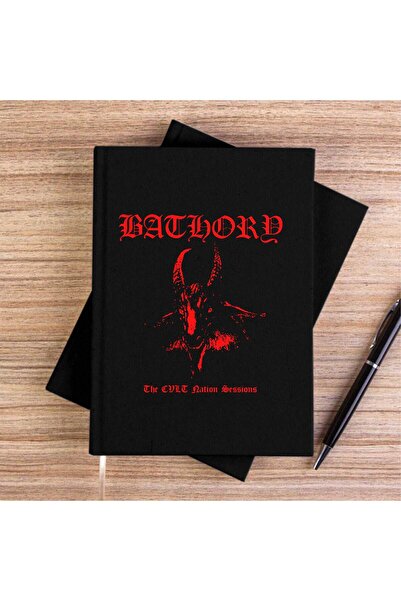 CrowsGate Bathory Black Metal Red Unlined Canvas Notebook