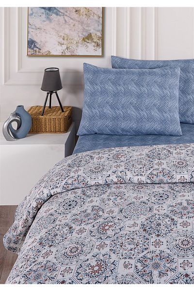 Evim Set Pique Dublu Soren 200x230 Cm Leslie Indigo Bej Deschis