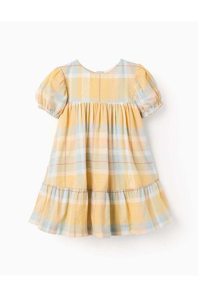 Ziddy Dress with Check for Baby Girls 'B&S', Yellow