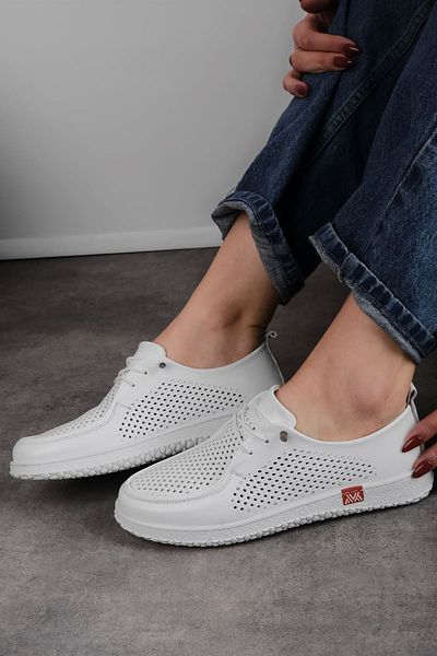 Lal Shoes & Bags Come Pantofi ocazional cu șireturi, din piele naturală, cu găuri-alb