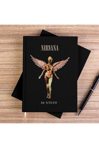 Z zepplin Nirvana in Utero Black Canvas Notebook