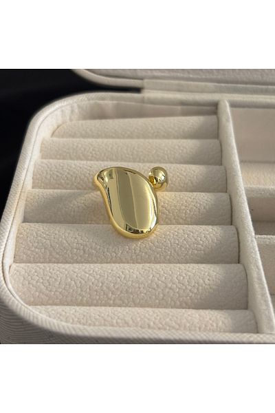 Zeyn Plate Design Adjustable Gold Steel Ring