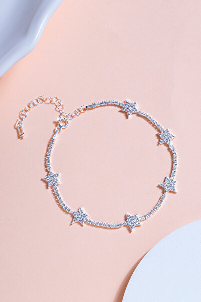 Elika Silver 925 Ayar Gümüş Zirkon Taşlı Su Yolu Yıldız Bileklik ELKAB92335