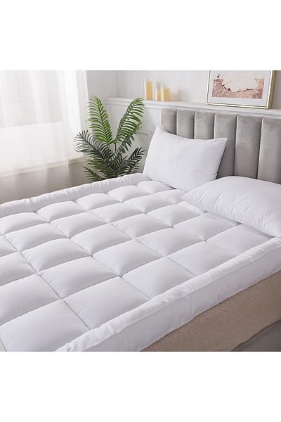 Asraar Cotton Mattress Topper 14 Cm With Soft Microfiber Filling With Rubber Corner Edges