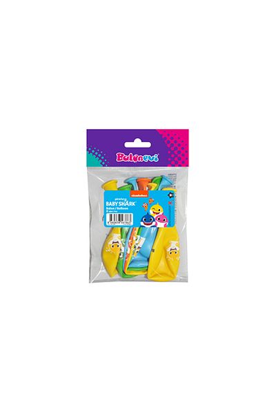 BalonEvi Baby Shark Printed Licensed Pack of 8 Balloons