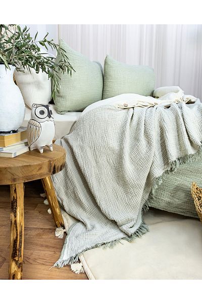 YASEMİNİNEVİ Muslin Bedspread Pique (200X230Cm) + 2 Pillowcases