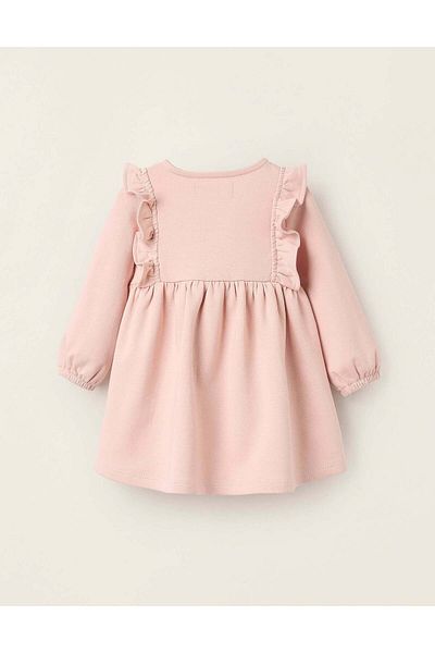 Ziddy Brushed Dress with Ruffles for Newborn Girls, Pink