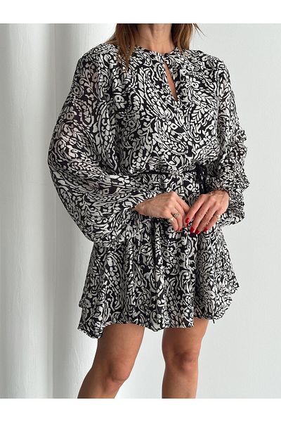 Maldia Shop Γυναικείο φόρεμα με φαρδιά κορδόνια oversize μαύρο