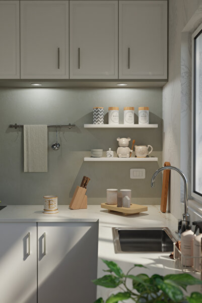 yankı-byeg 60 Cm 2li Mat Beyaz Mdf Uçan Duvar Rafı Gizli Bağlantı Kitaplık