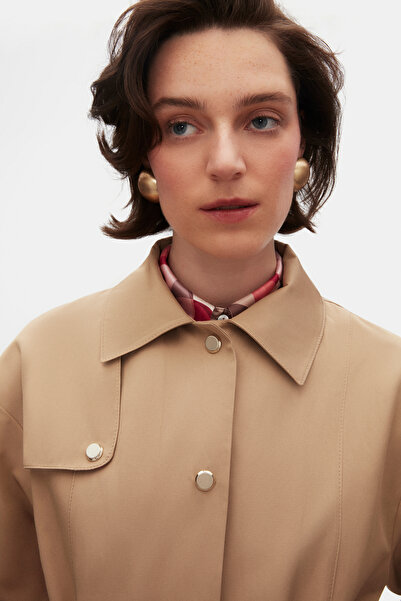 SHNWOMAN KOL DETAYLI DESENLİ TRENÇKOT