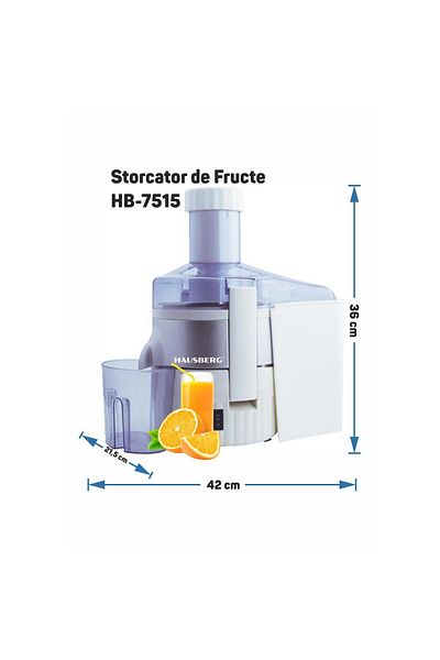 Hausberg Odšťavňovač na ovoce Hausberg HB-7515, 800 W, nerezové čepele, měděný motor