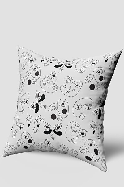 EsnafAli Λευκό μαύρο μοντέρνο κάλυμμα μαξιλαριού προσώπου