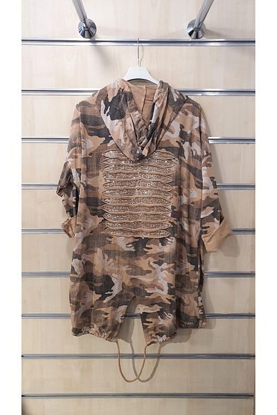 Park Moda Camouflage Pattern Jacket with Paillettes