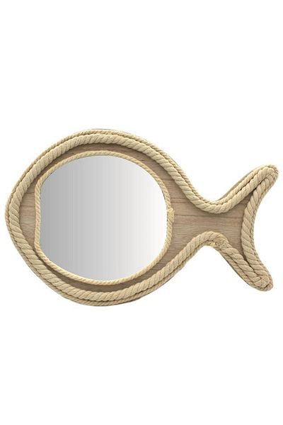 BM GİFT DESİGN Wall mirror, fish-shaped, with braided rope frame, 40x25 cm, Gift Design