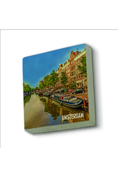 Souvenest Amsterdam Görseli Baskılı Taş Magnet 5X5
