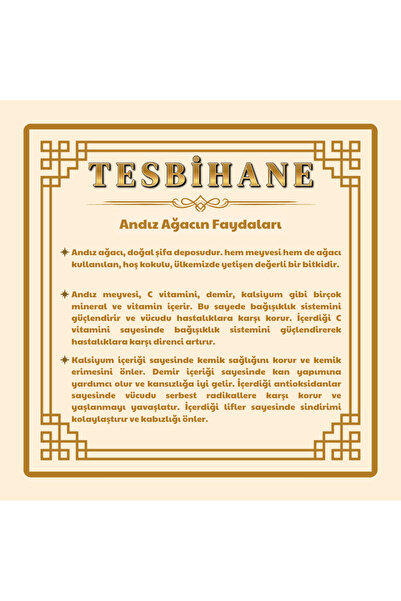 Tesbihane Sistemli Doğal Kesim Sarı Renk Kokulu Andız Ağacı Tesbih