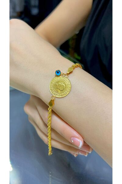 kuyumcu nurettin 8.40 Gr (Gram) Yarım Altın Burgu Halat Nazar Boncuklu Künye ...