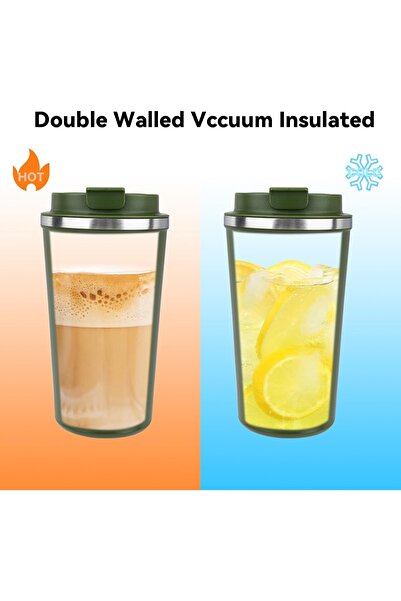 Primo Plus 380ml Insulated Stainless Steel Coffee Mug - Green