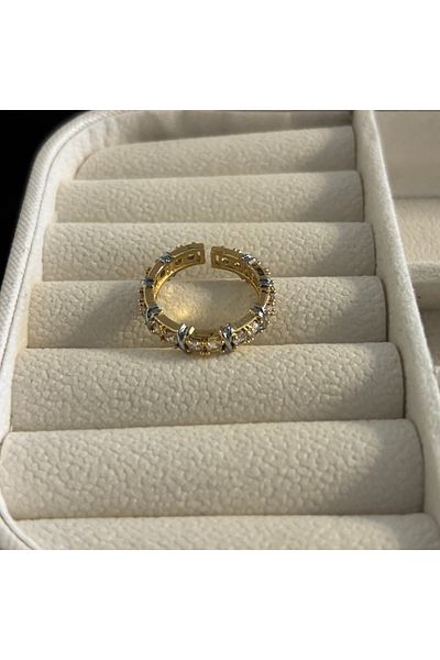 Zeyn Tffny Model Adjustable Gold Steel Ring
