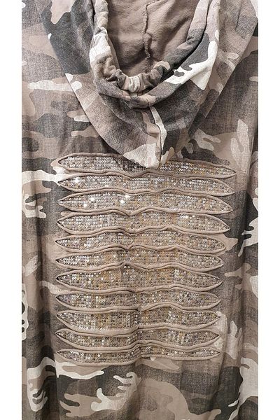 Park Moda Camouflage Pattern Jacket with Paillettes