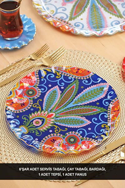 Glore Manitu Altın Yaldızlı 6 Kişilik 19 Parça Çay Servis Takımı