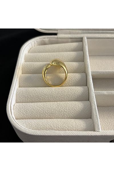 Zeyn Plate Design Adjustable Gold Steel Ring