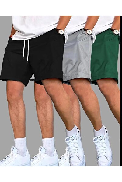 UYN SPORT Ανδρικό κοντό μπλουζάκι 3 τεμαχίων σε μαύρο-γκρι-πράσινο χρώμα