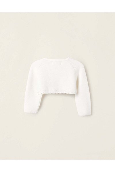 Ziddy Cotton Knit Bolero Cardigan for Newborn Girls, White