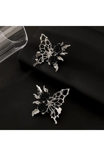 by evrenmusti Butterfly Design Rose Earrings