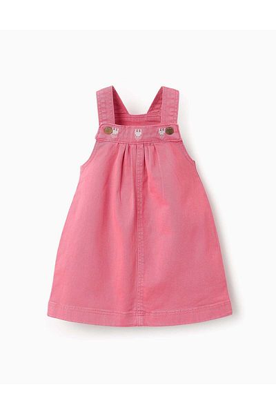 Ziddy Pinafore Dress with Cross-Stitch Details for Baby Girls, Pink
