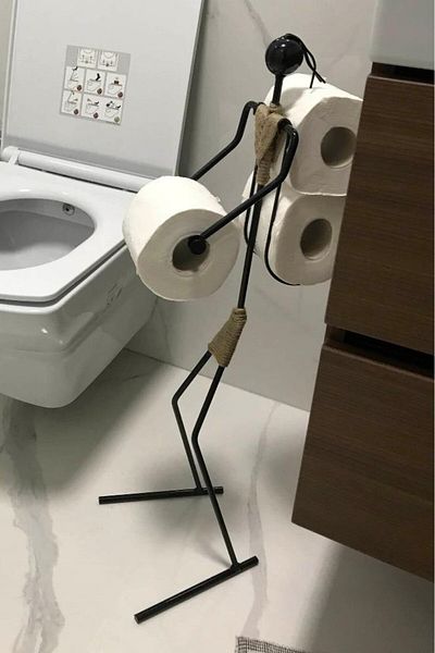 elfmetal Umeraș decorativ pentru hârtie igienică cu figură umană Suport pentru role igienică minimalistă cu suport de rezervă pentru baie