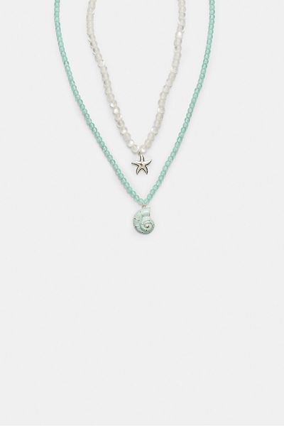 Stradivarius Set of 2 star and seashell necklaces