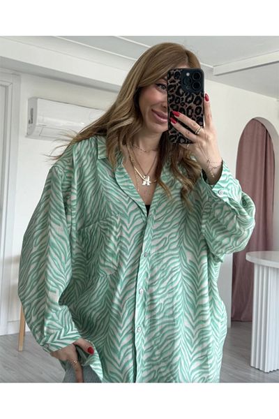 dml giyim Patterned Oversize Shirt